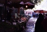 Man standing selling fish in the street, street, work