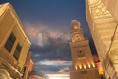 Mosque in Al Moez street, performing the obligatory prayer in the mosque, worship and draw close to God