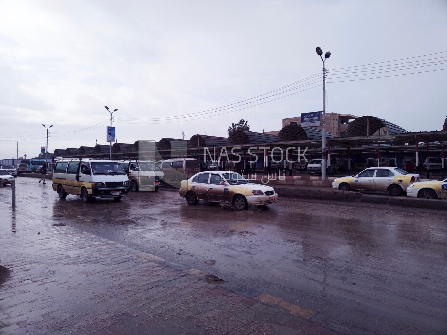 Group of cars, dirty due to the rain