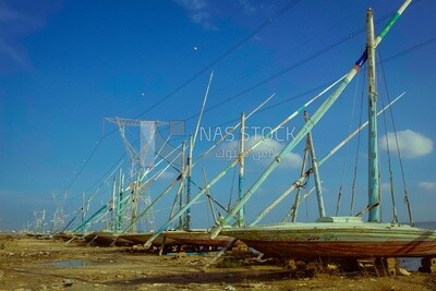 Group of fishing boats on one of the lakes