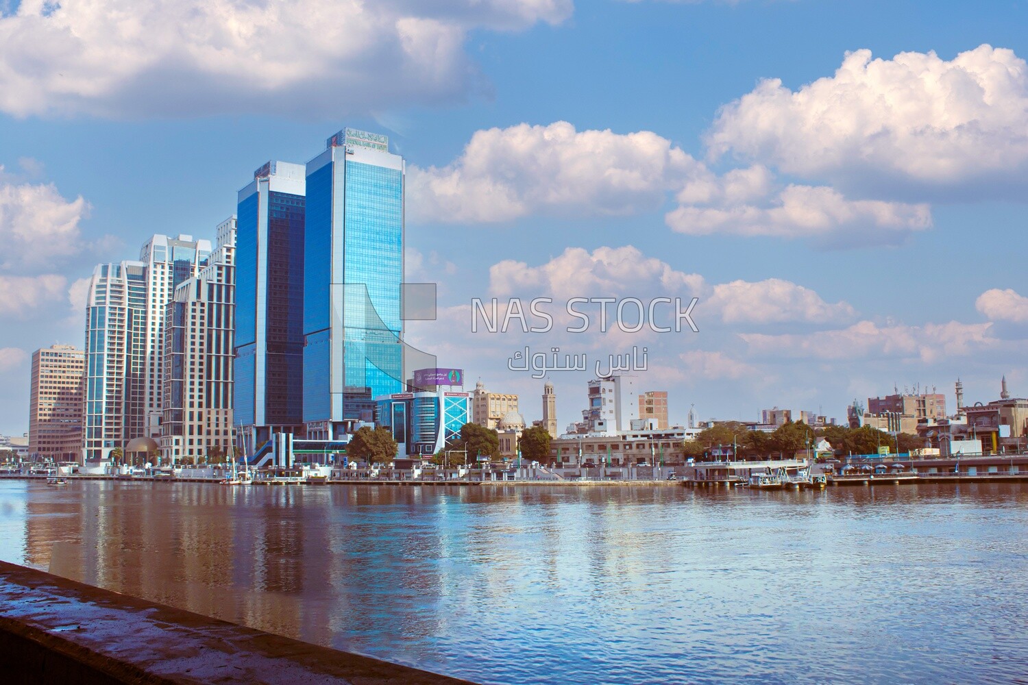 Main office of the National Bank of Egypt and the St. Regis Hotel overlooking the Nile River