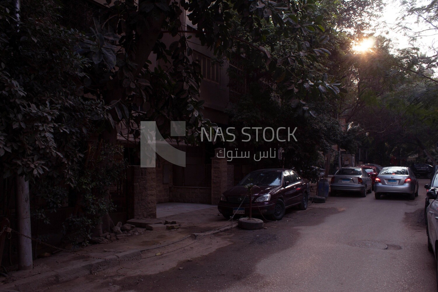 Car driving in one of the upscale streets of Cairo