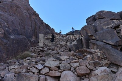 Tourists are happy with a mountain climbing trip