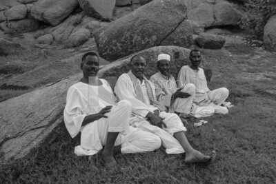 Group of Nubian men, wearing traditional Nubian dress