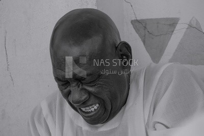 Black and white picture of an elderly Nubian man, Egypt