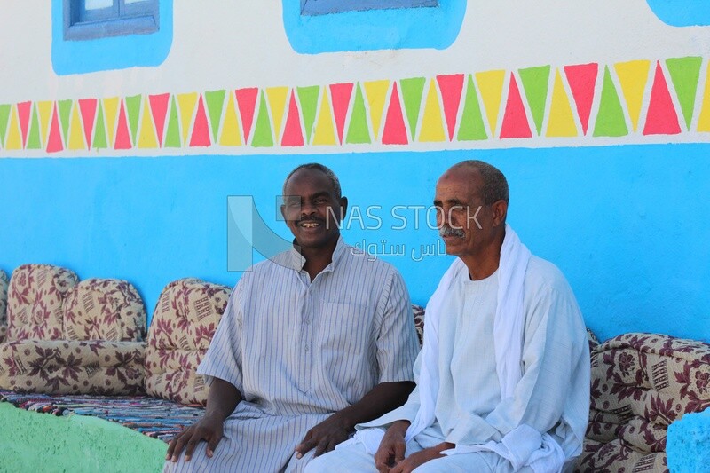 Brown-skinned men from Nubia,Aswan, Egypt