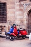 Motorcycles parked on Al Moez Street in Cairo, Egypt