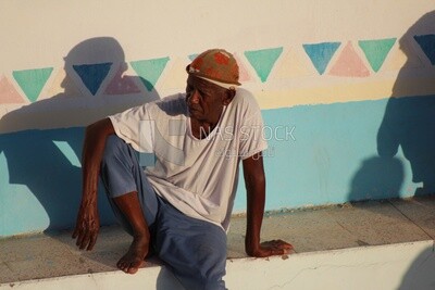 Elderly man with dark skin from southern Egypt ,Aswan