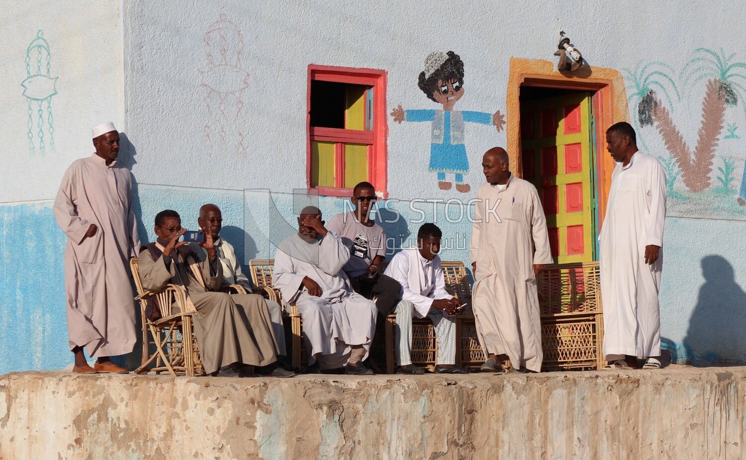Group of brown-skinned men from Aswan,Egypt