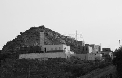 Black and white photo of Nubian houses in Aswan Nubia ,Egypt