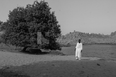 Black and white photo of a man from Aswan, Egypt