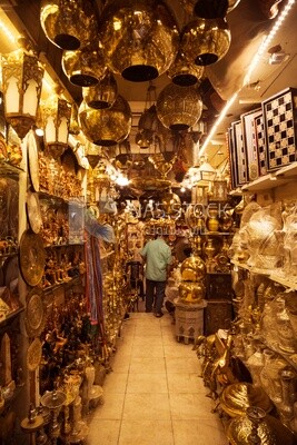 Tourist bazaar for souvenirs and gifts in Khan El Khalili Street, Cairo