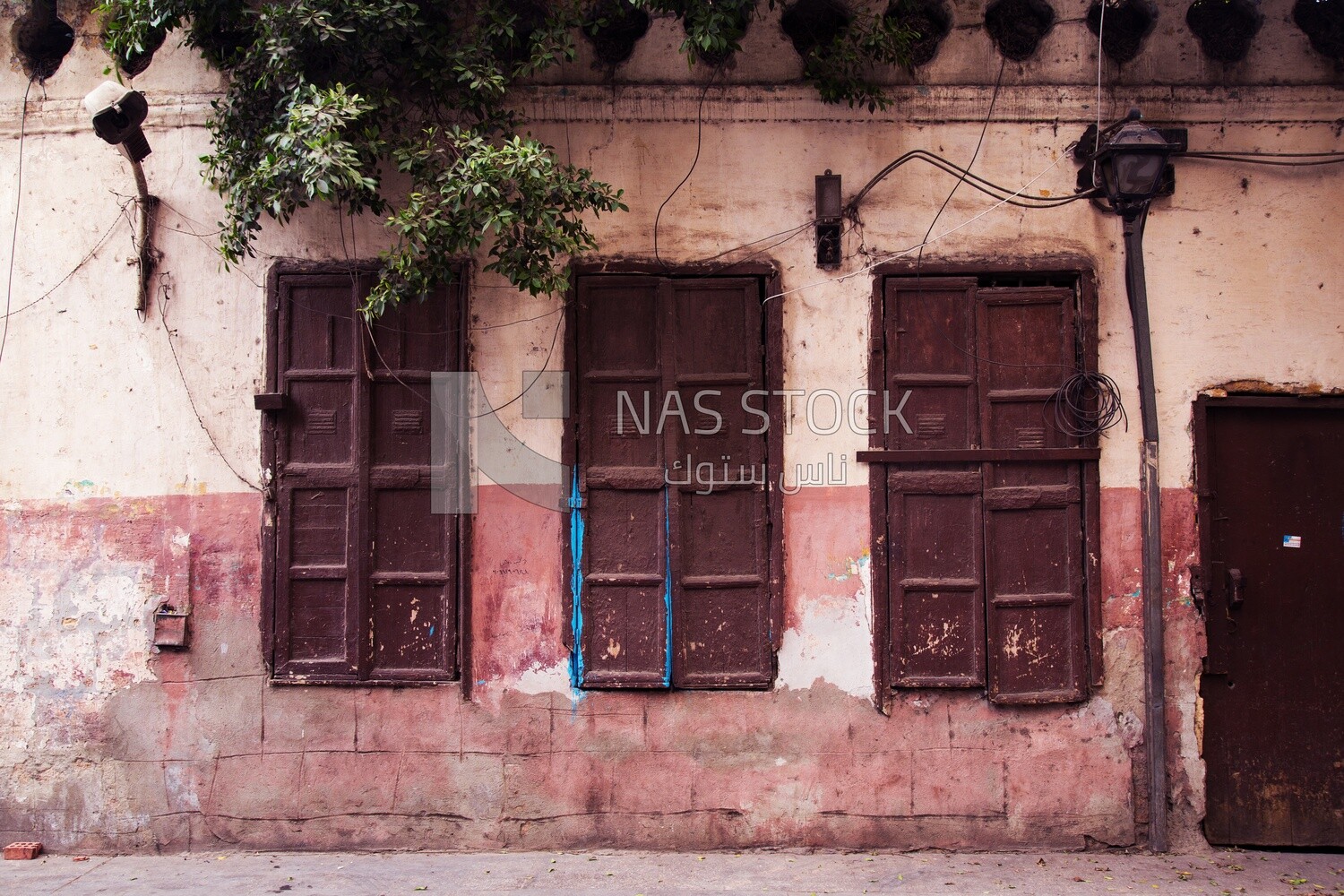 Dilapidated wooden windows in an old house in Cairo, Old City, Cairo, Egypt