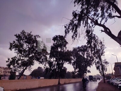 Cairo streets in winter and rain, Egypt