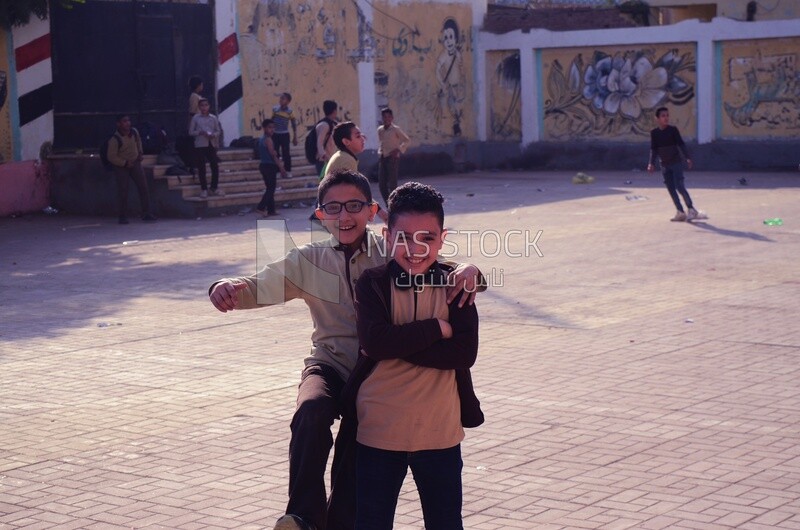 Two friends in school uniforms, Egypt