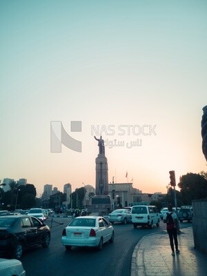 View of a statue of Saad Zaghloul in Tahrir Square