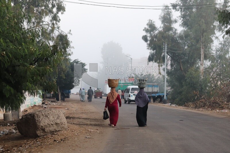 Two Egyptian women walking in the street