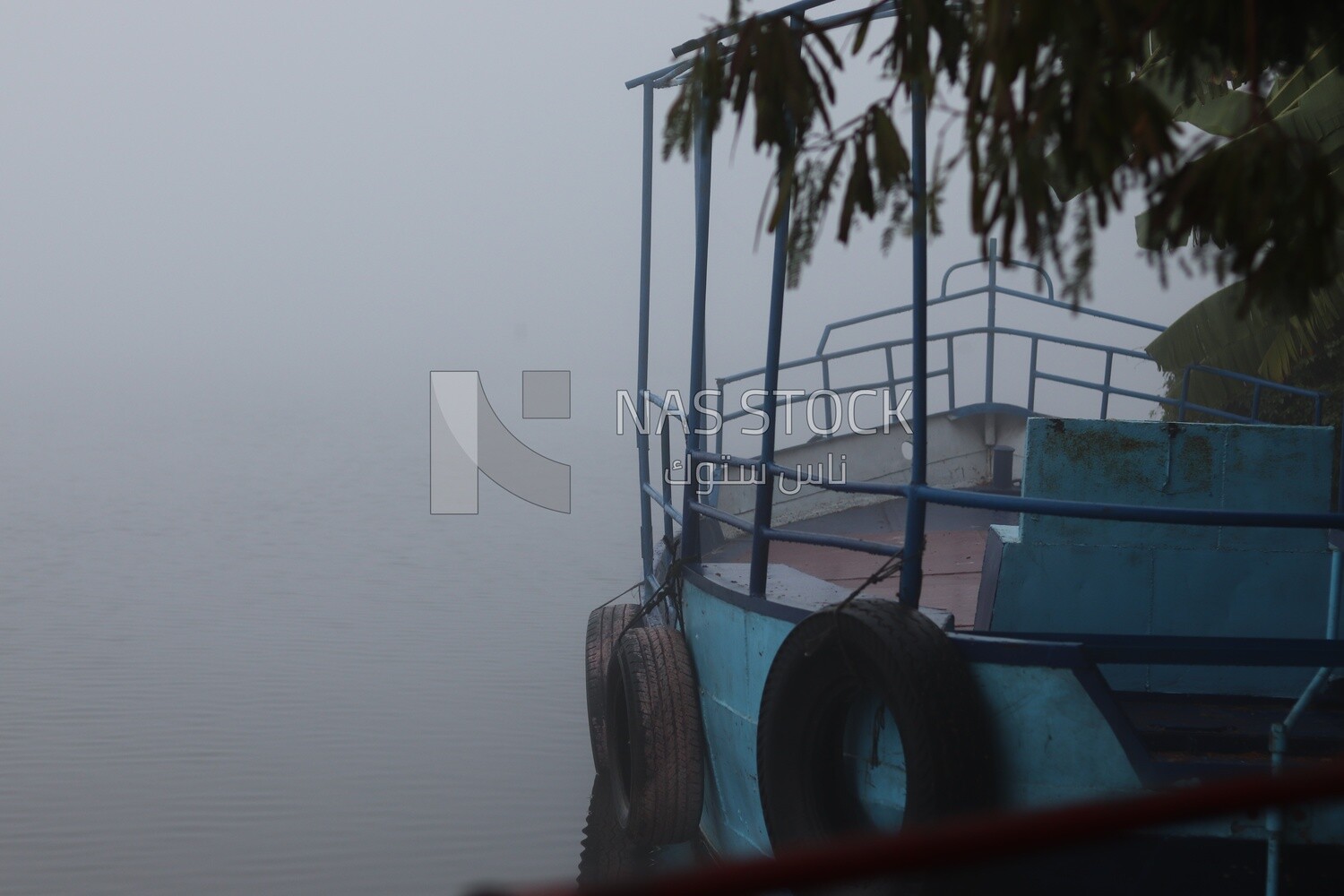 View of ferry boat on a foggy day, Sea transportation