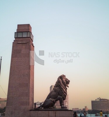 View of Lion statue of Qasr El Nil Bridge