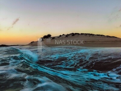 View of the white sand dunes and blue water in Marsa Matruh 