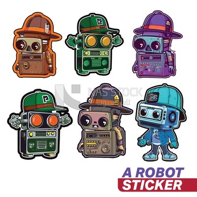 Sticker of Robot With a Boombox