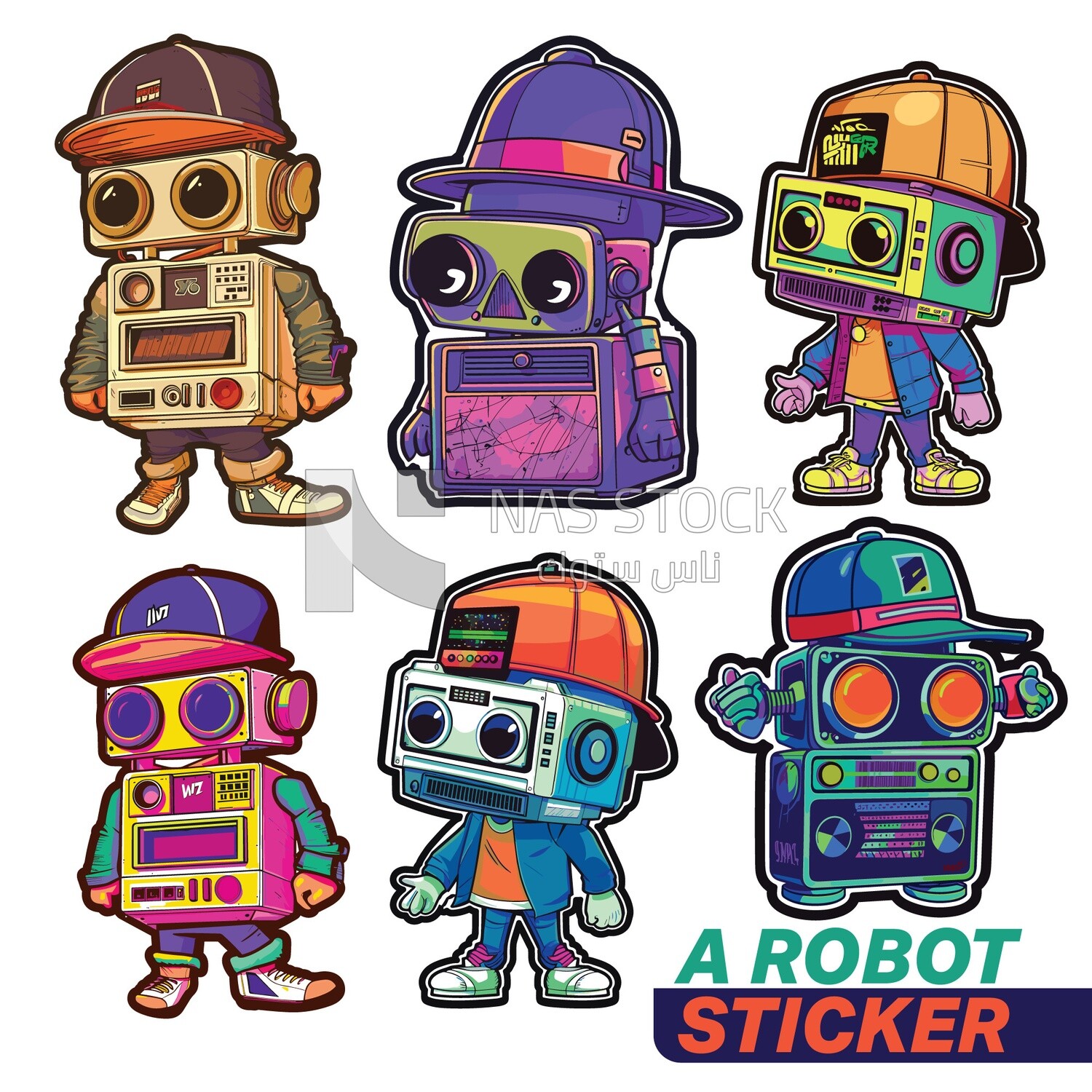 Sticker of Robot With a Boombox