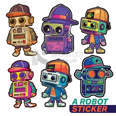 Sticker of Robot With a Boombox