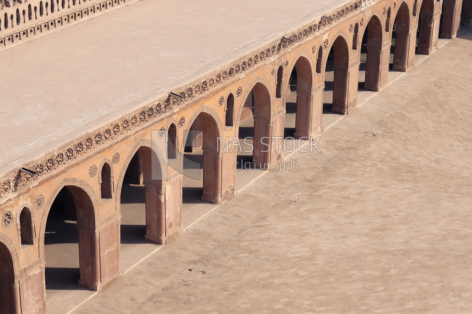 Top view of Arches of Ahmad ibn tulun mosque in Cairo, Tourism in Egypt, Famous landmarks in Egypt