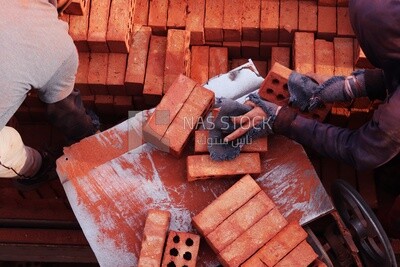 Workers in brick factory, brick industry