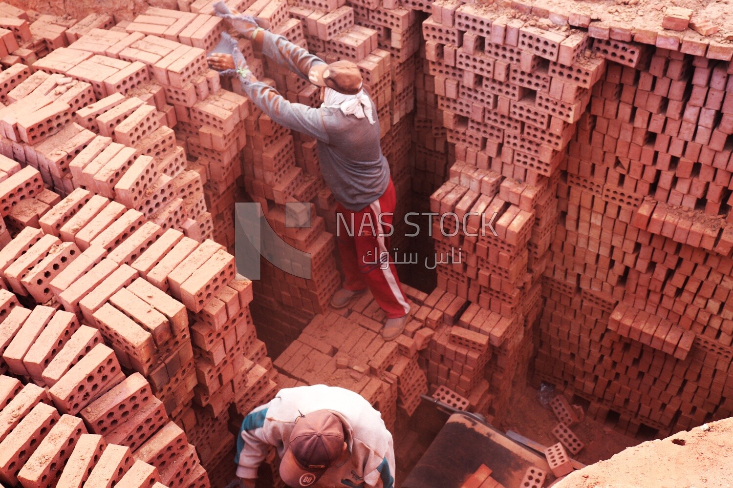 Workers in brick factory, brick industry