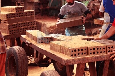 Workers in brick factory, brick industry