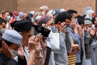 People praying in the mosque, Eid