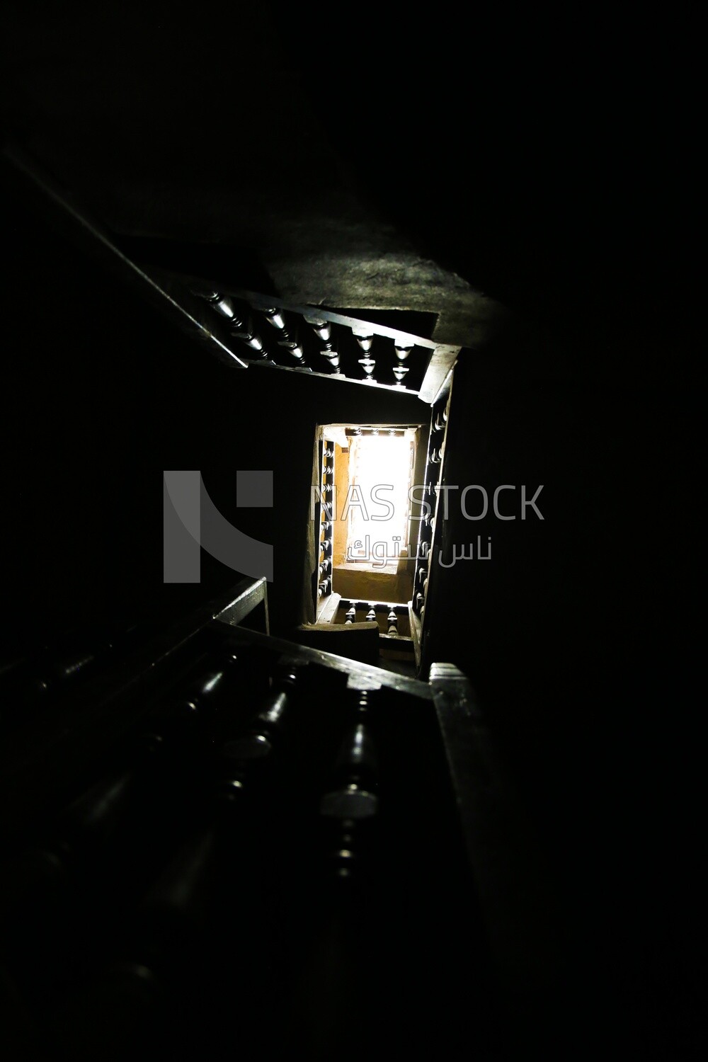 View of an old staircase winding spiral, History, Tourism in Egypt
