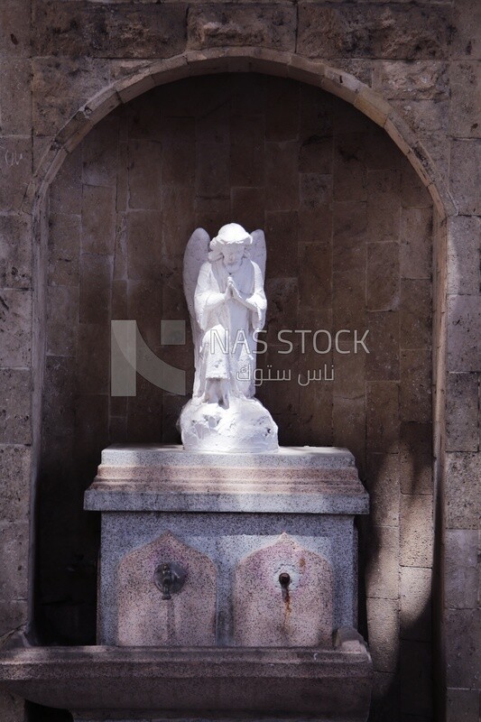 Angel sculpture in St. Mary graveyard in Cairo Coptic neighborhood