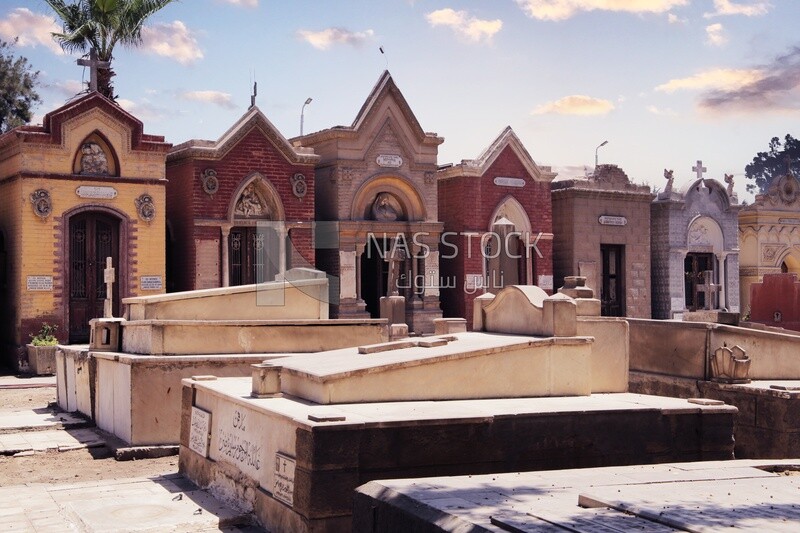 View of the street in the Coptic Cairo district showing the Christian cemeteries, History