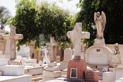 Statue in the small Coptic cemetery located inside a historical Christian district