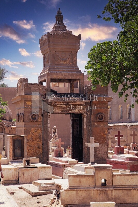View of the Christian cemeteries in the coptic cairo district, History
