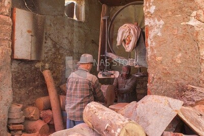 Group of men working in a wooden workshop, Discussion, Professions &amp; Crafts