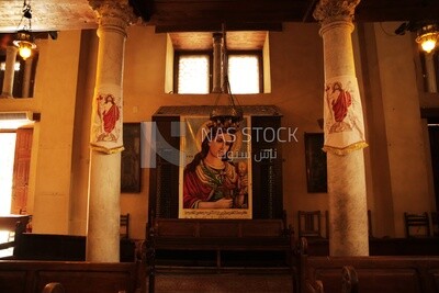 Picture of the Virgin Mary from inside the ancient Church of Saint Barbara in Cairo , Egypt