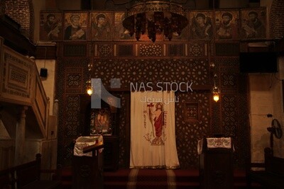 Image of Christ hanging inside the ancient church of Saint Barbara , Egypt