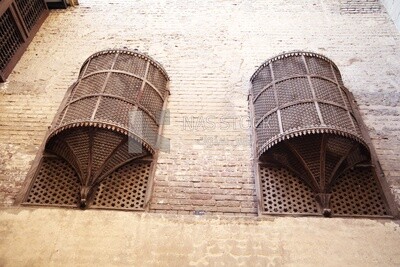 Wooden windows in Al-Kritliya House, Cairo, Egypt.