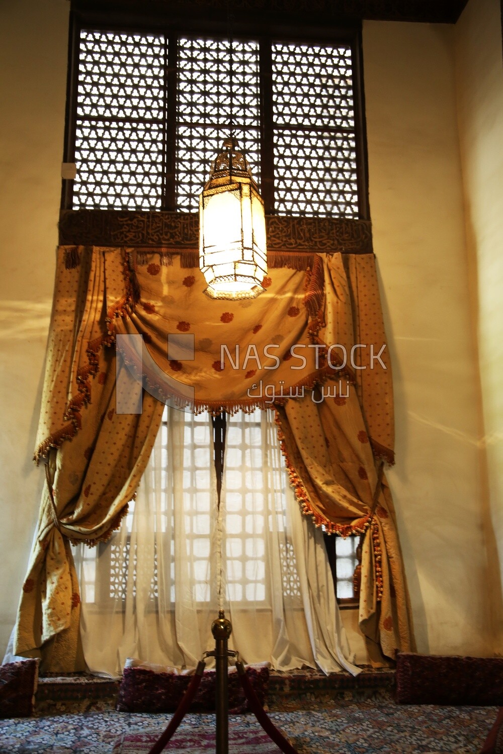 Window with a curtain in the Gayer Anderson Museum, Cairo, Egypt.
