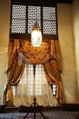 Window with a curtain in the Gayer Anderson Museum, Cairo, Egypt.