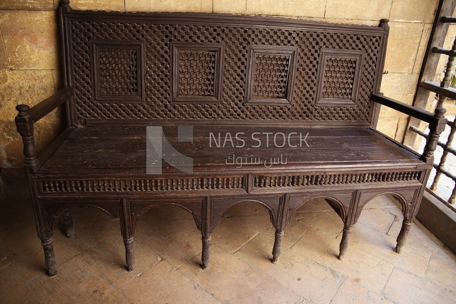 Ntique wooden furniture in the Al-Kritliya House, Cairo, Egypt.