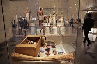 Pharaonic statues and archaeological collectibles displayed in the National Museum of Civilization, Cairo, Egypt