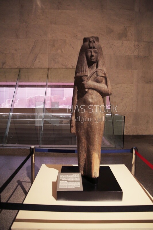 Granite statue of the divine God`s wife of Amun in the National Museum of Egyptian Civilization in Cairo, Egypt.