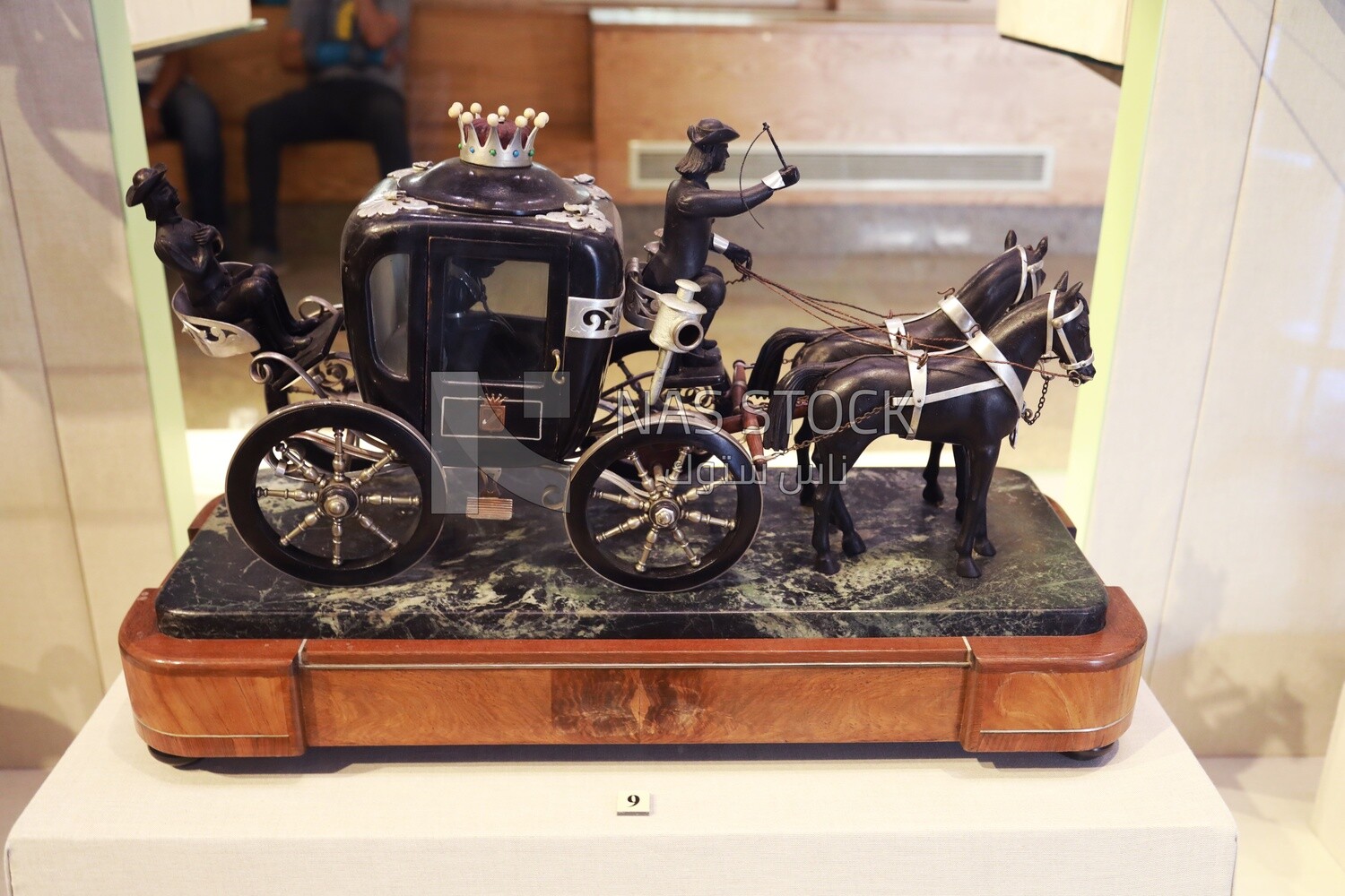 Model of an ancient Egyptian horse-drawn carriage in the Royal Chariot Museum, tourism in Egypt