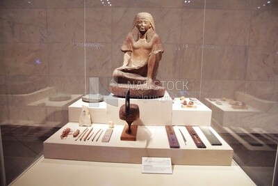 Statue of an Egyptian writer during the time of the Pharaohs ,Cairo, Egypt