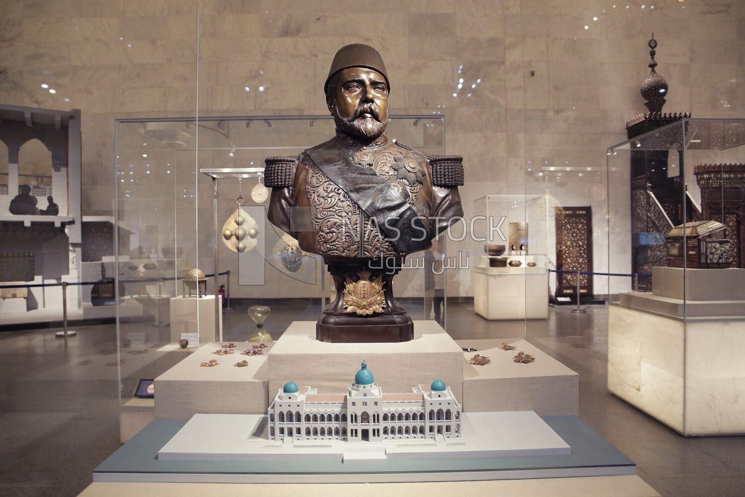 Bronze statue of Khedive Ismail in the National Museum of Egyptian Civilization in Cairo, Egypt.