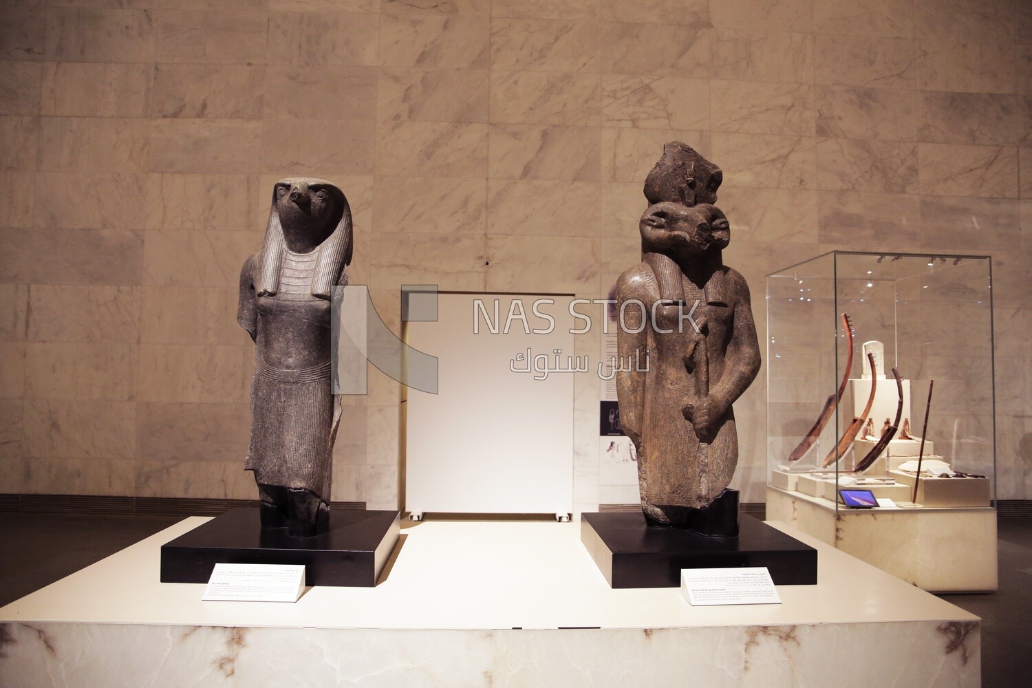 Statues in the National Museum of Egyptian Civilization in Cairo, Egypt.